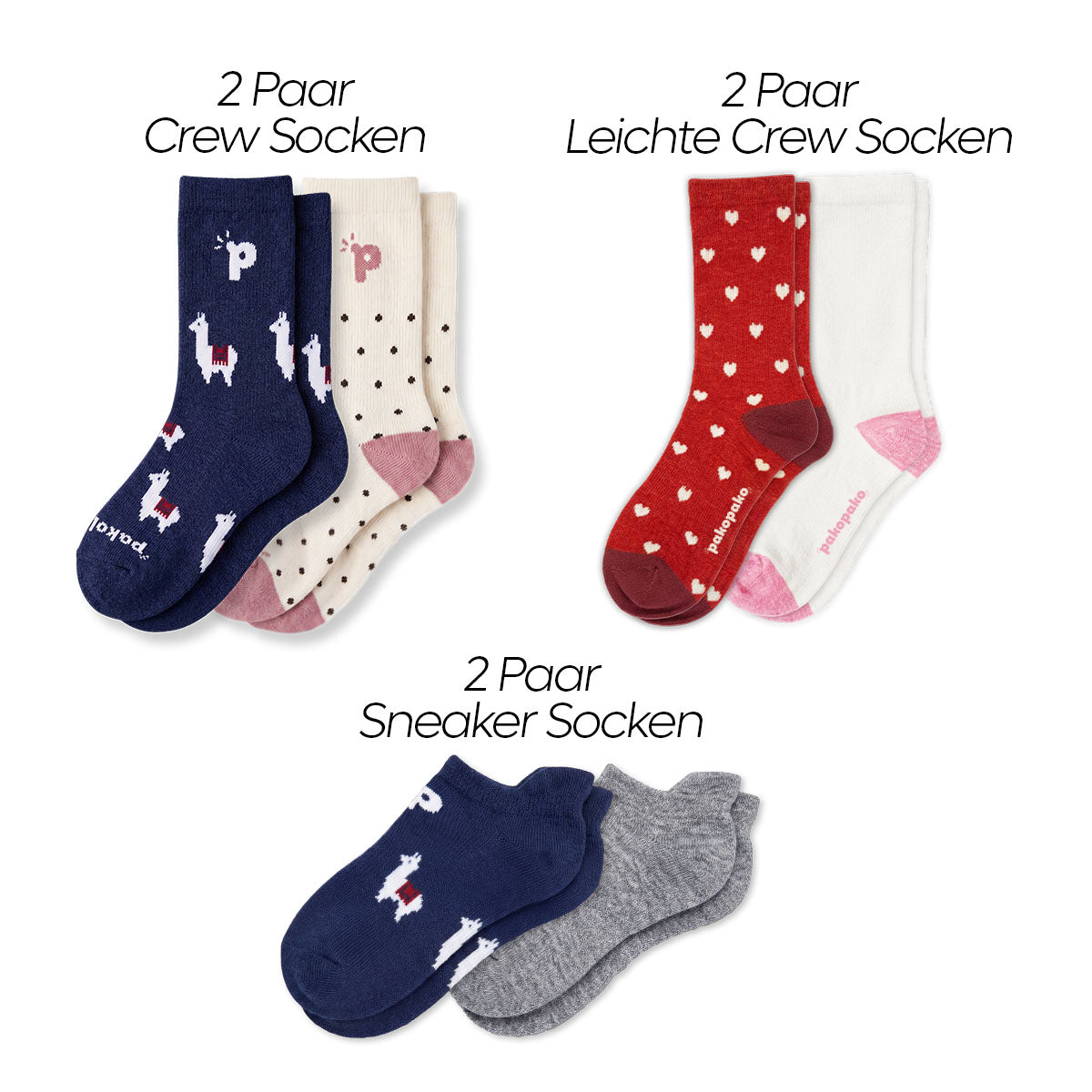 Laden Sie das Bild in den Galerie-Viewer, 6er Starter Set - pakopako Alpakasocken Frauen pakopako