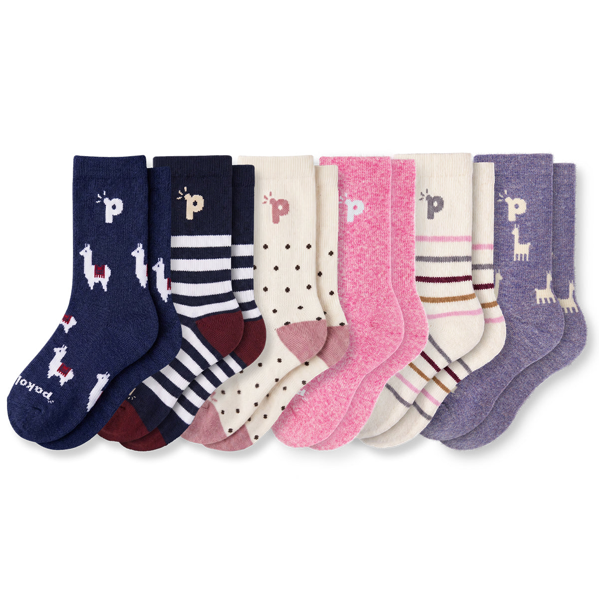 Laden Sie das Bild in den Galerie-Viewer, 6er Pack - pakopako Alpaka Crew Socken Frauen pakopako